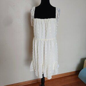 Plus size off the shoulder babydoll dress-Cream color